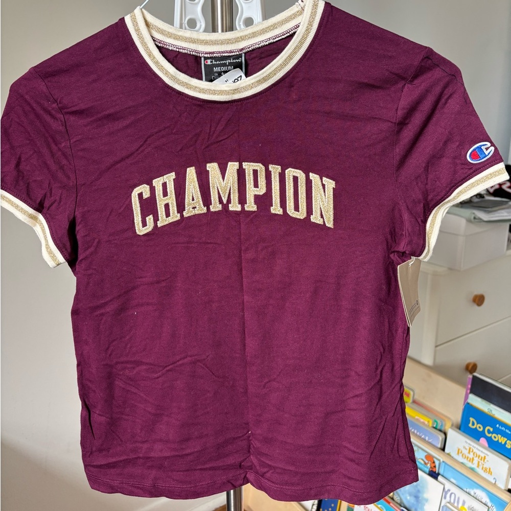 Champion Burgundy Tiny Tee with Embroidered Logo